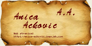Anica Acković vizit kartica